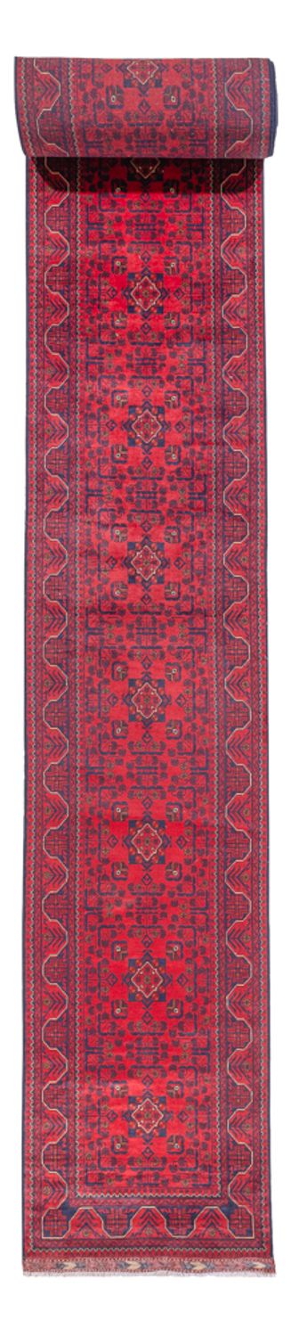 Loper Afghaans tapijt - Kunduz - 945 x 78 cm - rood