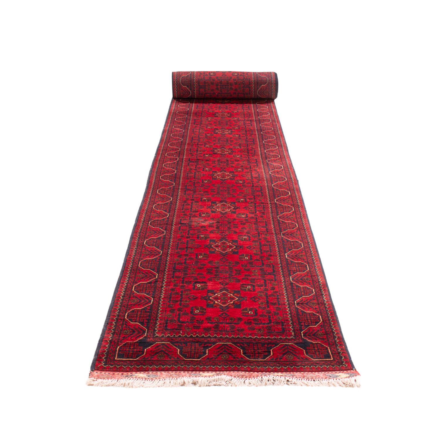 Loper Afghaans tapijt - Kunduz - 945 x 78 cm - rood