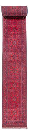 Loper Afghaans tapijt - Kunduz - 945 x 78 cm - rood