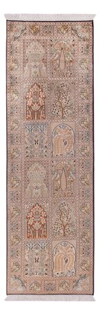 Tappeto corsia Tappeto di seta - Seta del Kashmir - 259 x 79 cm - beige