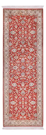 Tappeto corsia Tappeto di seta - Seta del Kashmir - 242 x 79 cm - rosso