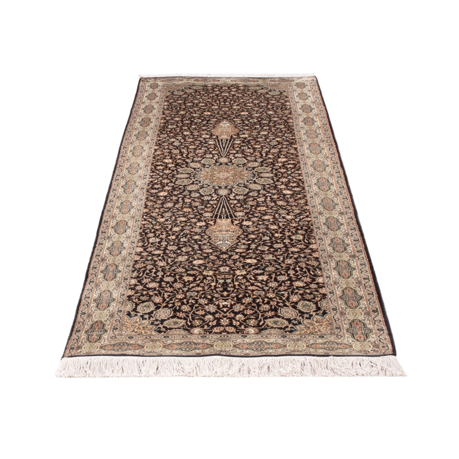 Biegacz Jedwabny dywan - Kashmir Silk - 255 x 81 cm - ciemny beż
