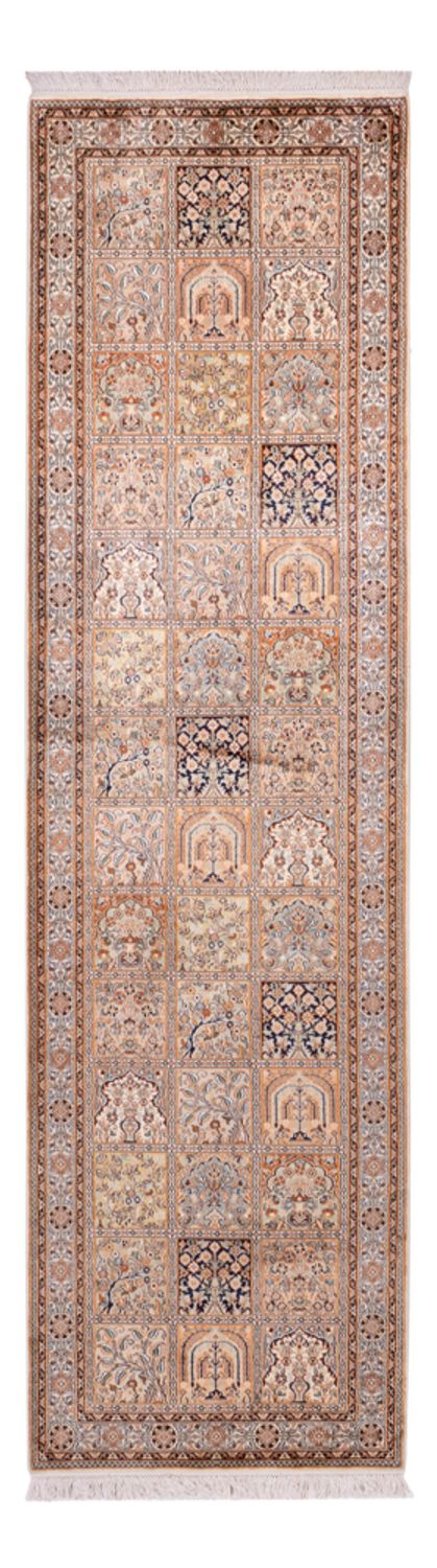 Runner Hedvábný koberec - Kašmírské hedvábí - 305 x 81 cm - tmavě béžová