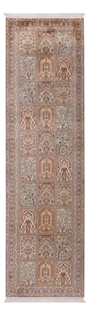 Runner Silk Rug - Kashmir Silk - 303 x 81 cm - dark beige