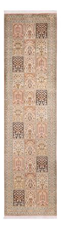 Runner Silk Rug - Kashmir Silk - 310 x 81 cm - dark beige