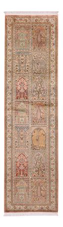 Runner Silk Rug - Kashmir Silk - 287 x 79 cm - dark beige