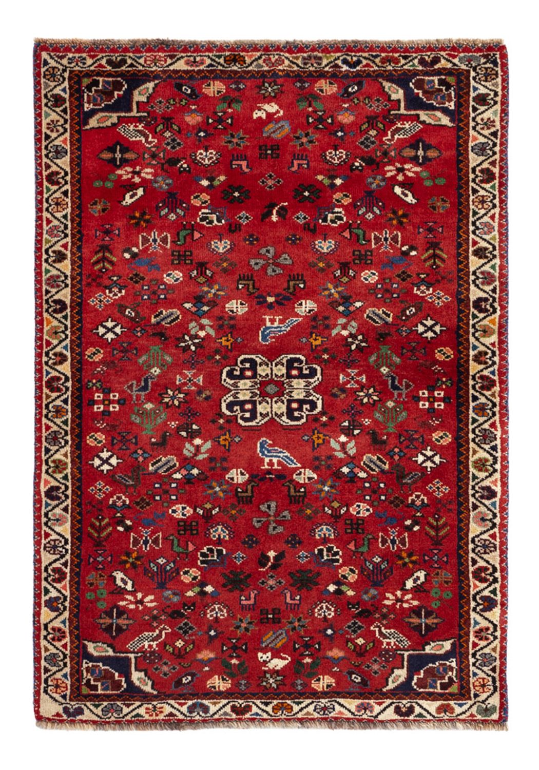 Persisk tæppe - Nomadisk - 109 x 73 cm - mørkerød
