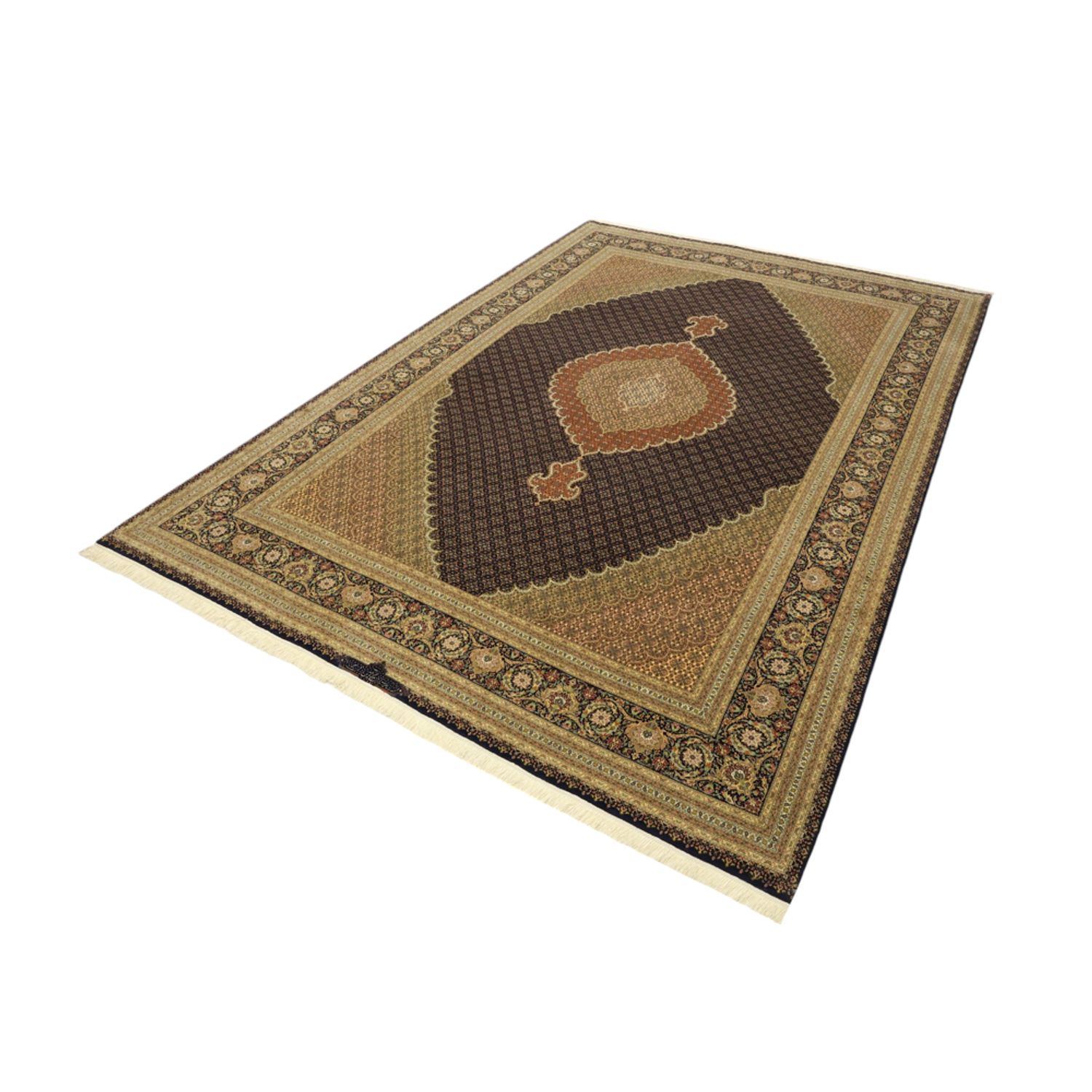Perserteppich - Täbriz - Royal - Seidenkette - 362 x 251 cm - dunkelbeige