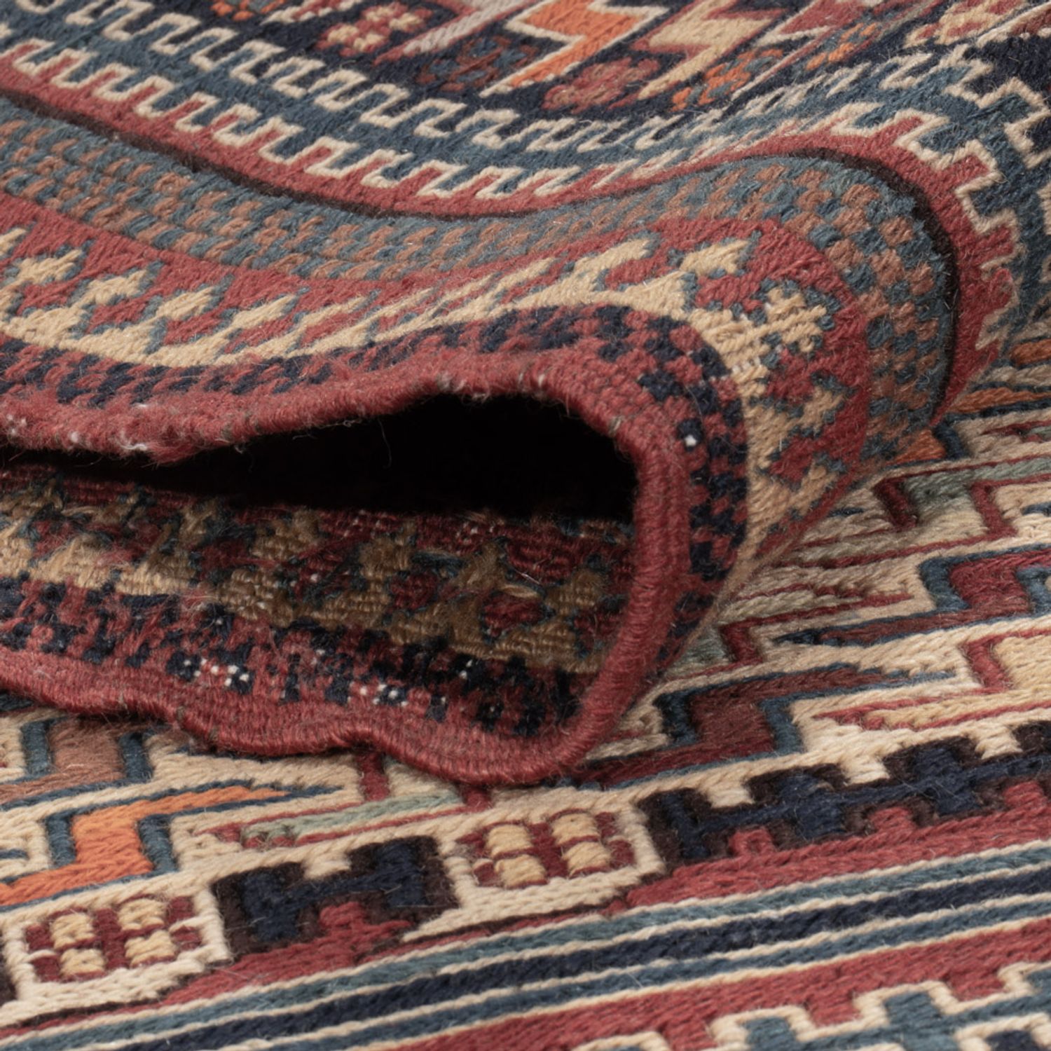 Kelim Teppich - Oriental - Soumak - 209 x 166 cm - dunkelbeige