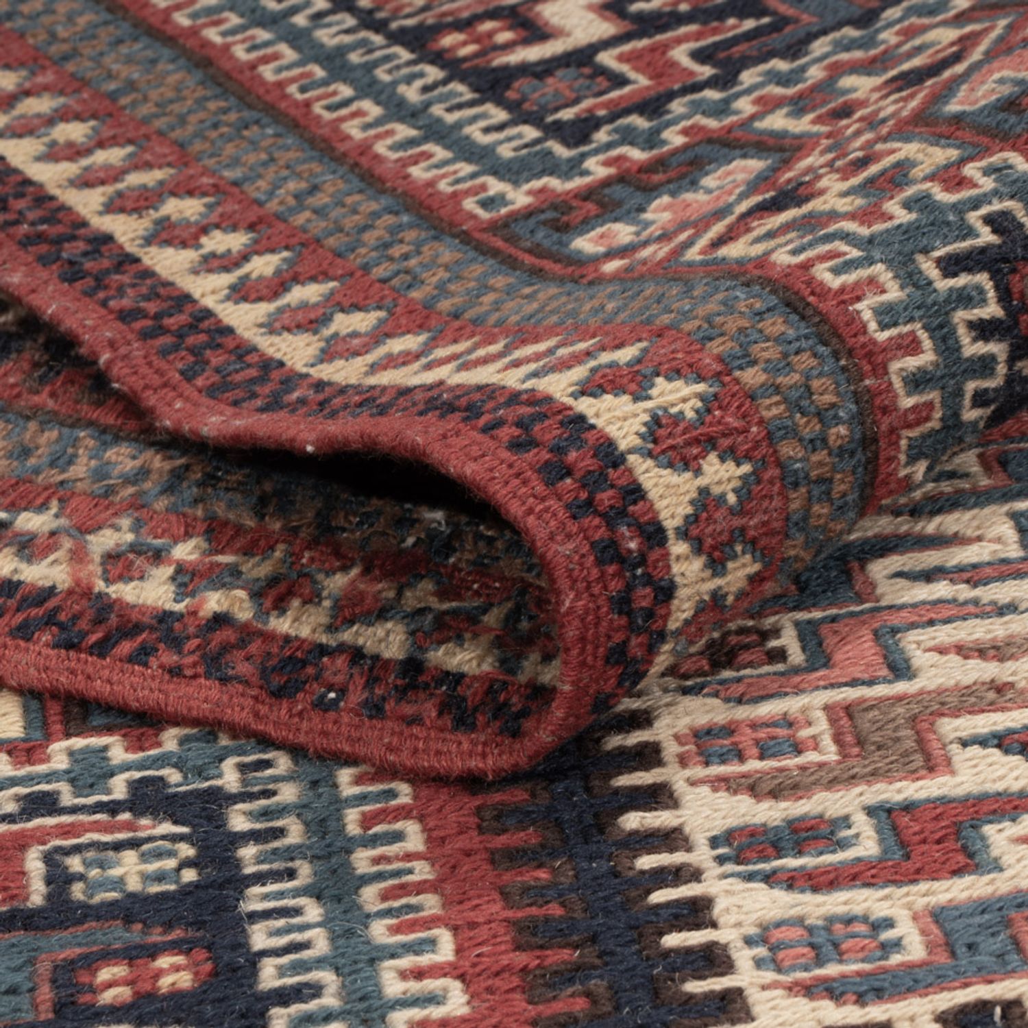 Kelim Teppich - Oriental - Soumak - 223 x 156 cm - dunkelbeige