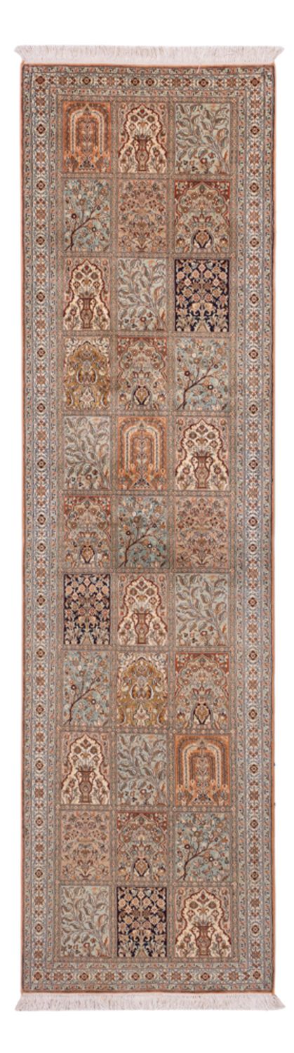 Runner Hedvábný koberec - Kašmírské hedvábí - 301 x 77 cm - tmavě béžová