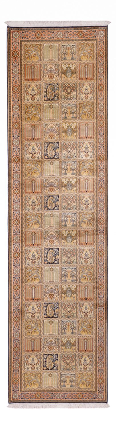 Runner Hedvábný koberec - Kašmírské hedvábí - 300 x 76 cm - tmavě béžová