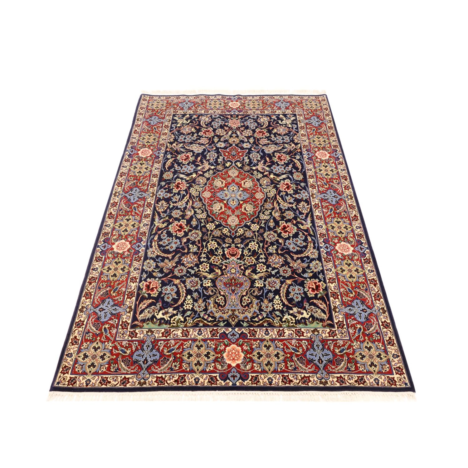 Oriental Rug - Isfahan - Silk Warp - 166 x 114 cm - dark blue