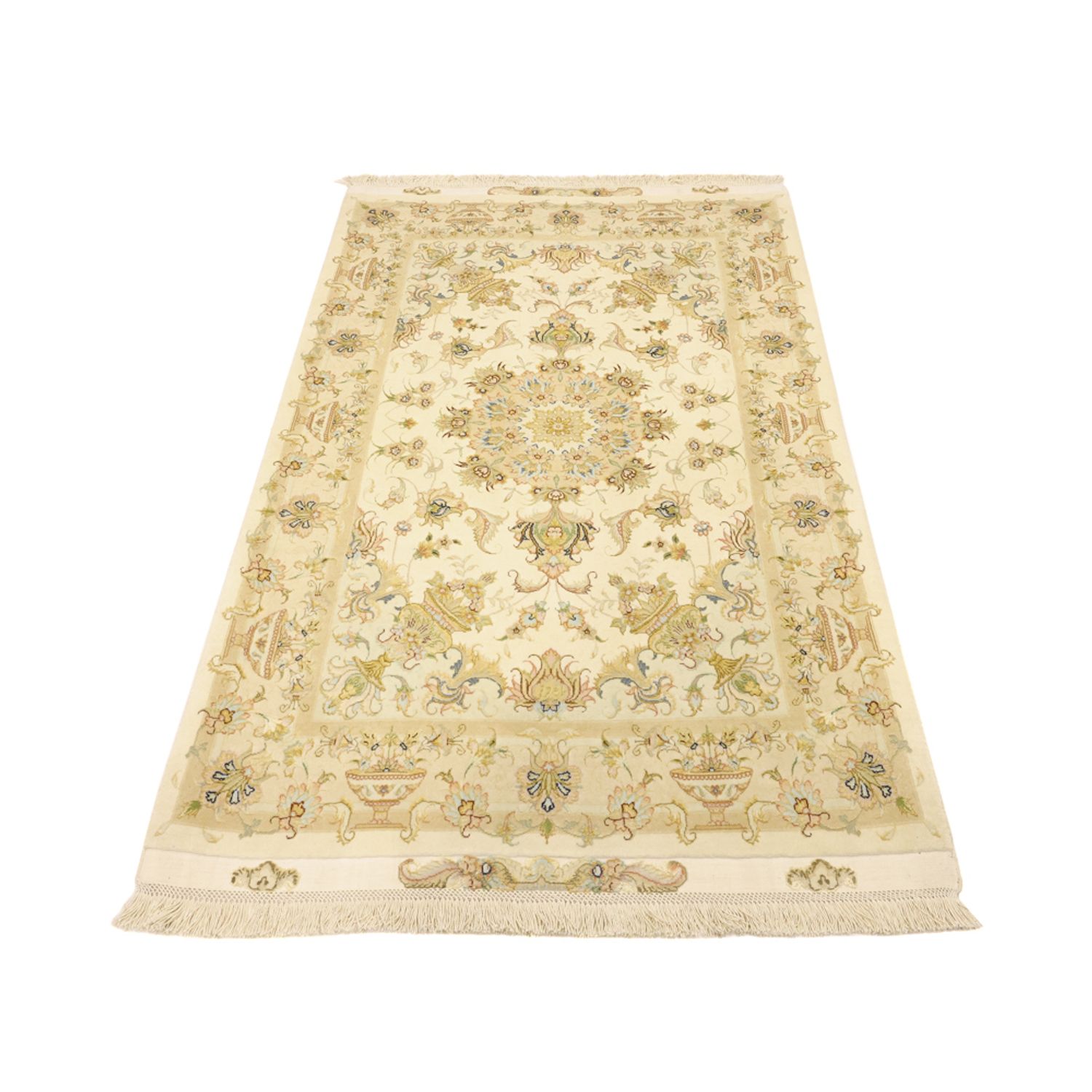 Perserteppich - Täbriz - Premium - Seidenkette - 160 x 97 cm - sand