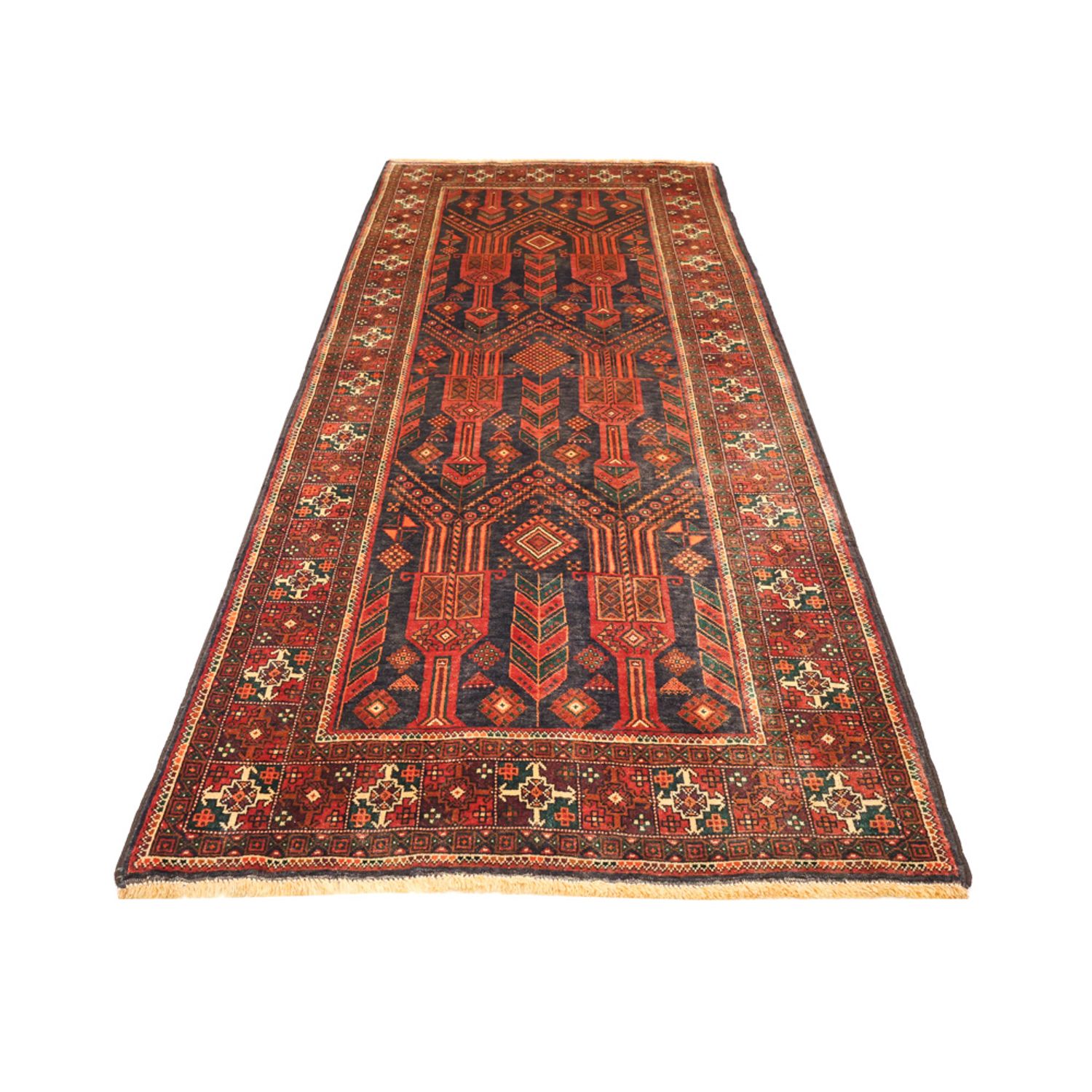 Runner Baluch-matta - 292 x 110 cm - mörkröd