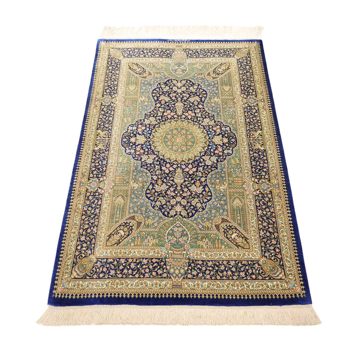 Perzisch tapijt - Ghom - Koninklijke - 126 x 76 cm - veelkleurig