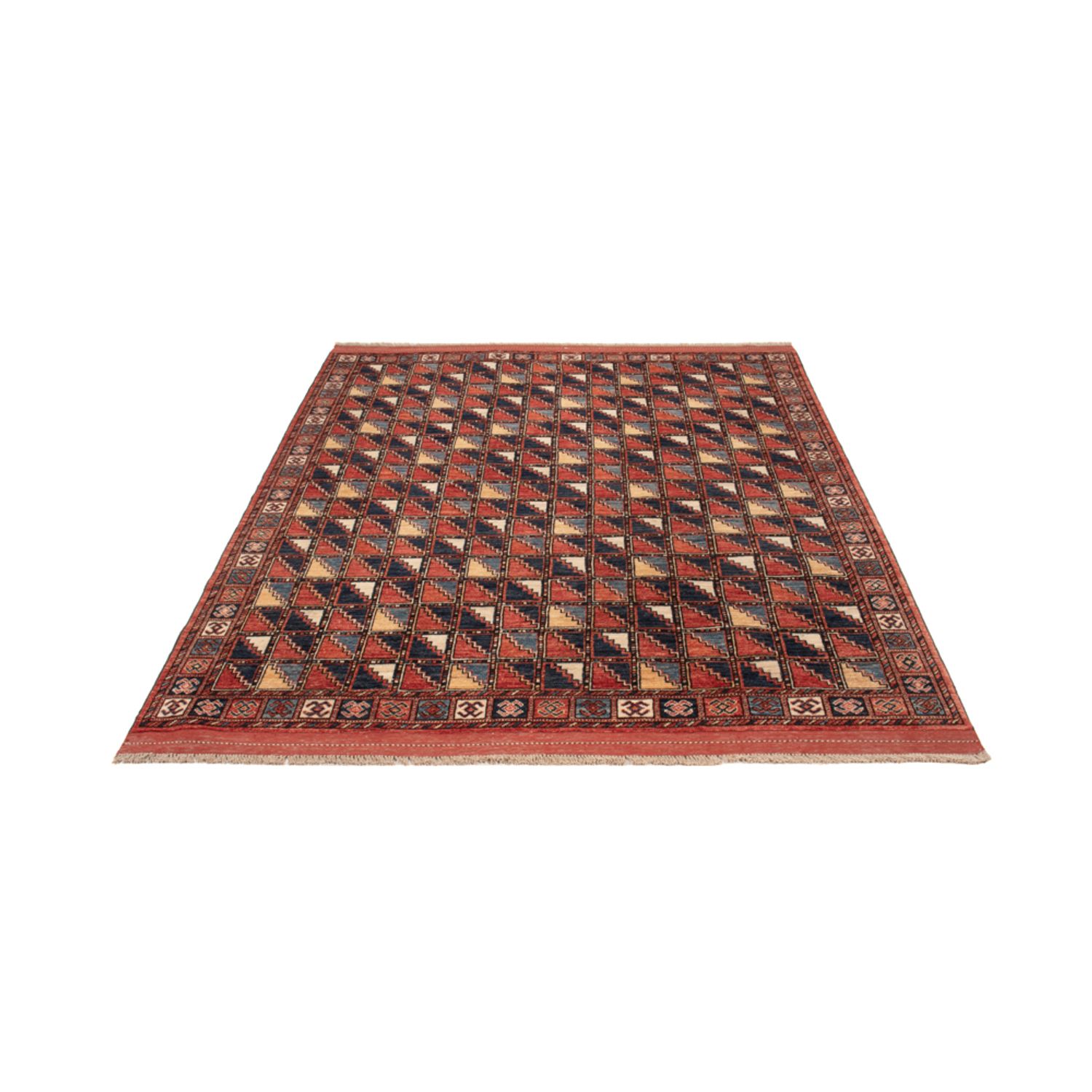 Afghansk tæppe - 215 x 176 cm - flerfarvet