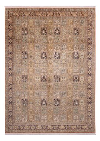 Hedvábný koberec - Kašmírské hedvábí - 378 x 273 cm - tmavě béžová