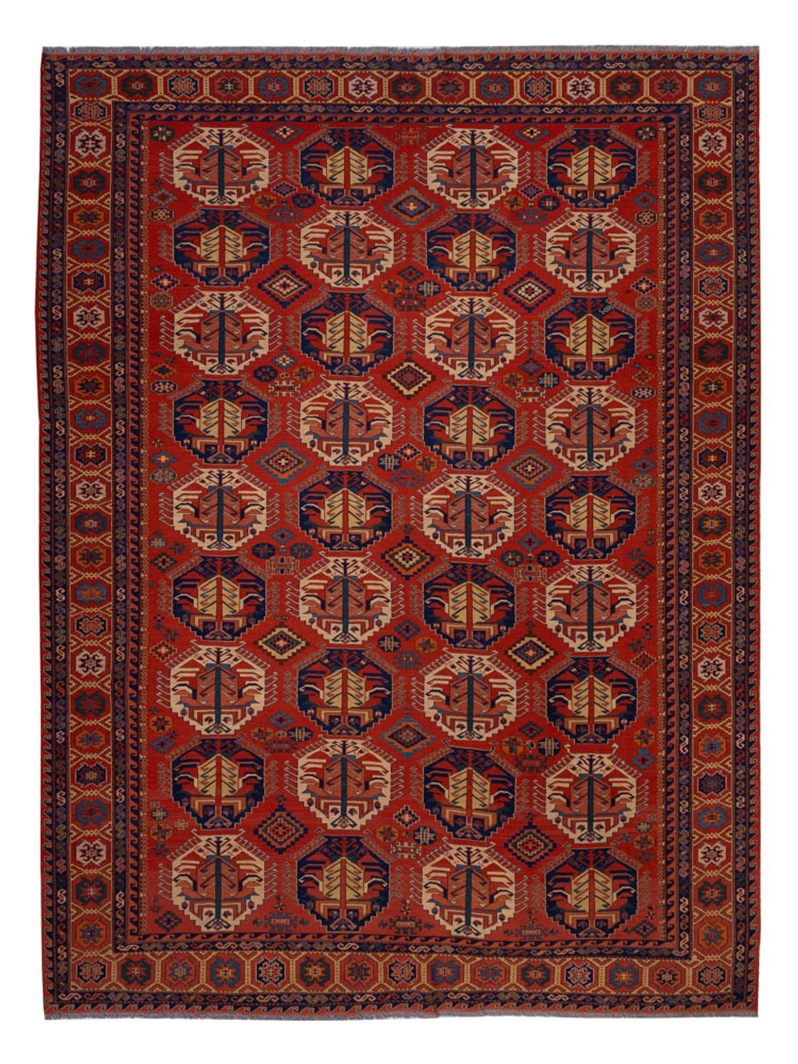 Kelim Teppich - Oriental - Soumak - 348 x 272 cm - dunkelrot
