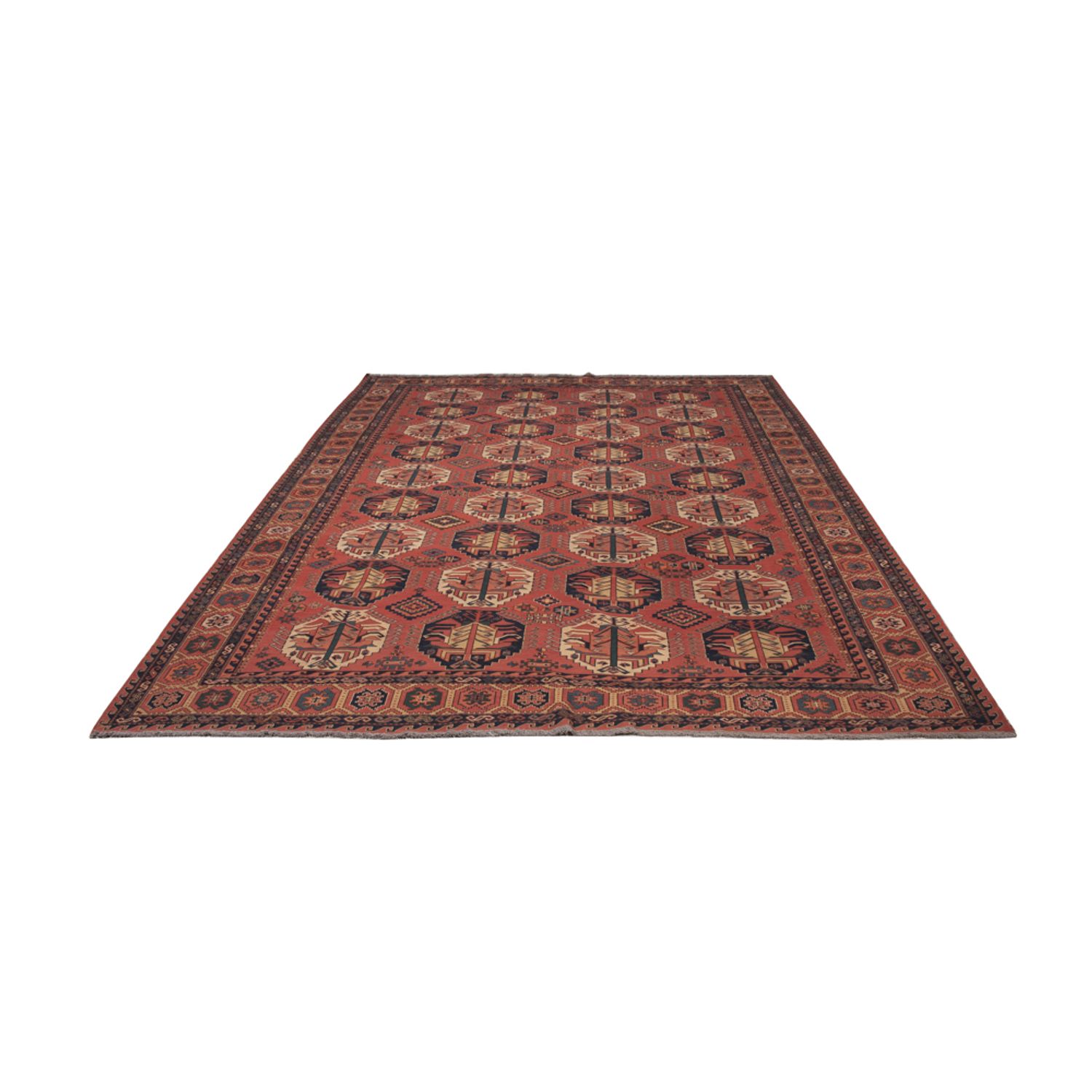 Kelim Teppich - Oriental - Soumak - 348 x 272 cm - dunkelrot