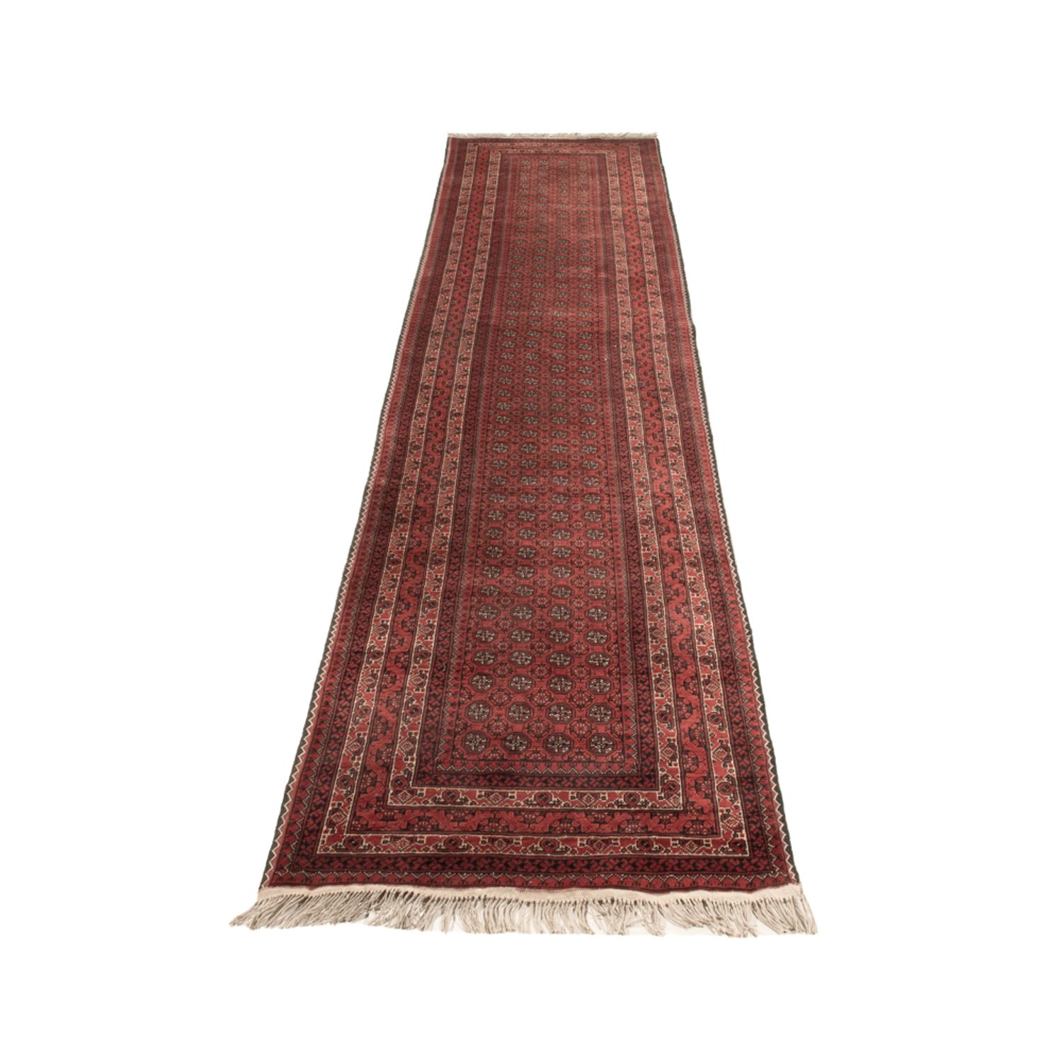 Runner Afghan Rug - Bukhara - 376 x 75 cm - red