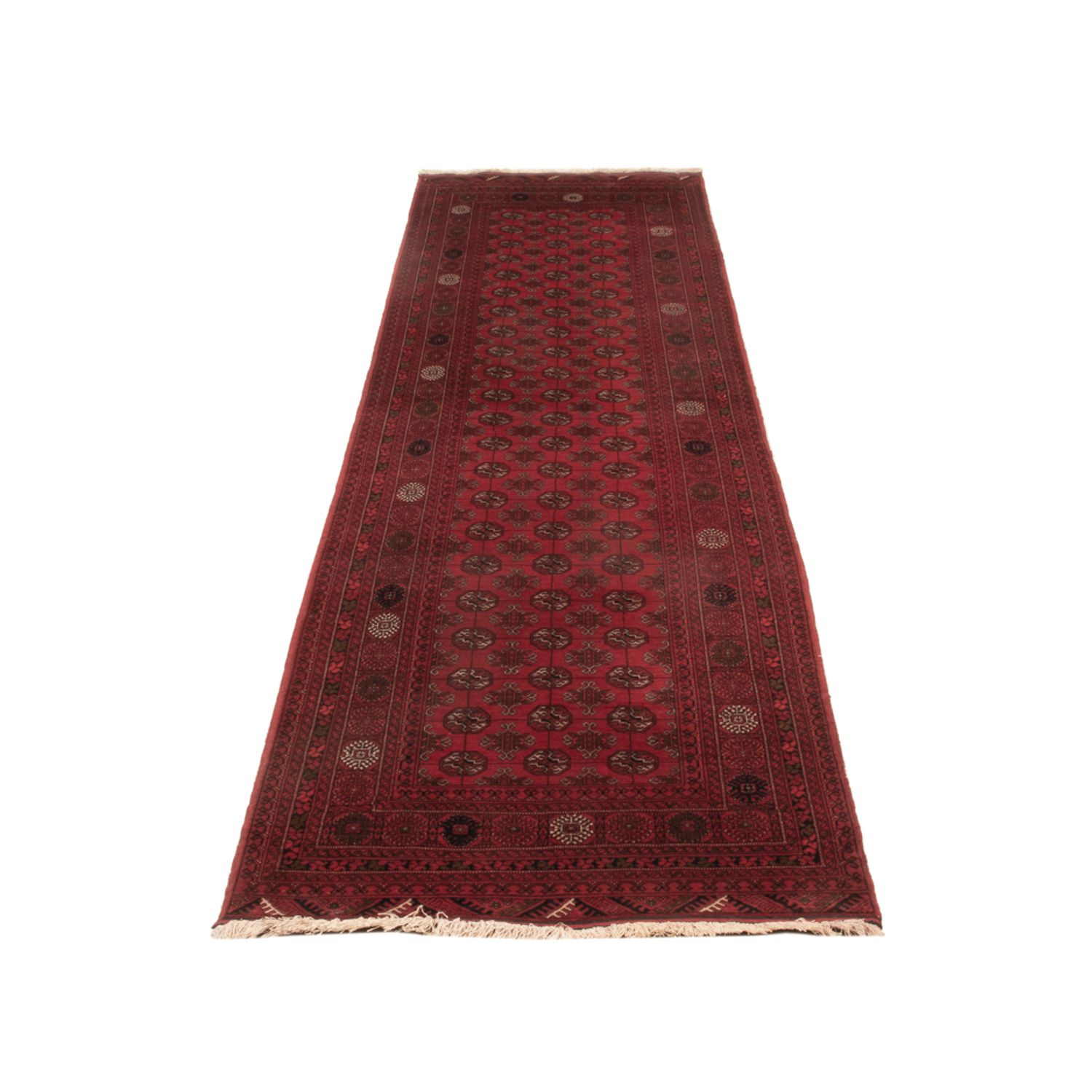 Runner Afghan Rug - Bukhara - 296 x 78 cm - red