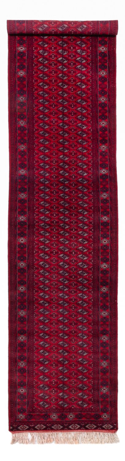 Runner Afghan Rug - Bukhara - 397 x 86 cm - red