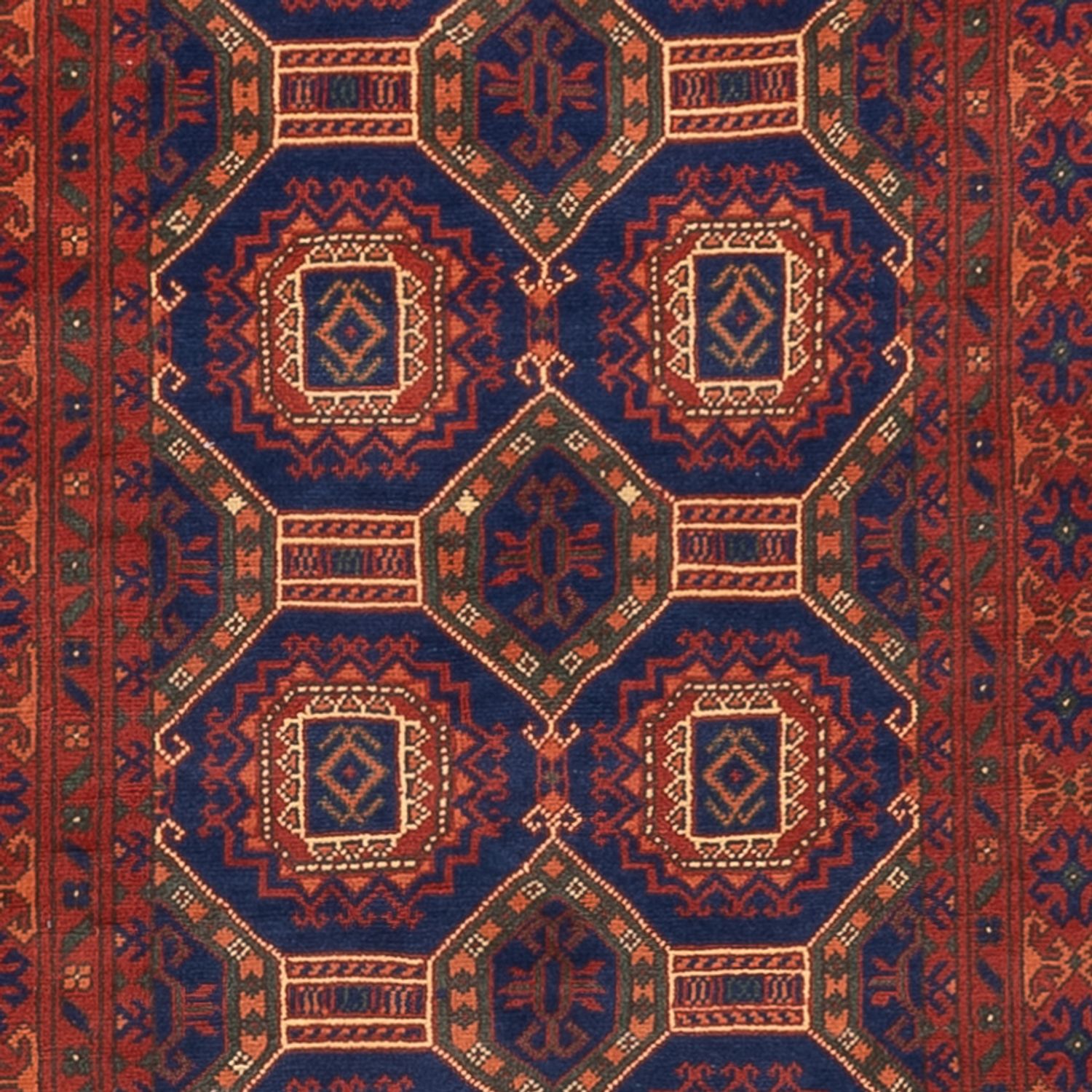 Runner Afghan Rug - 394 x 80 cm - dark red