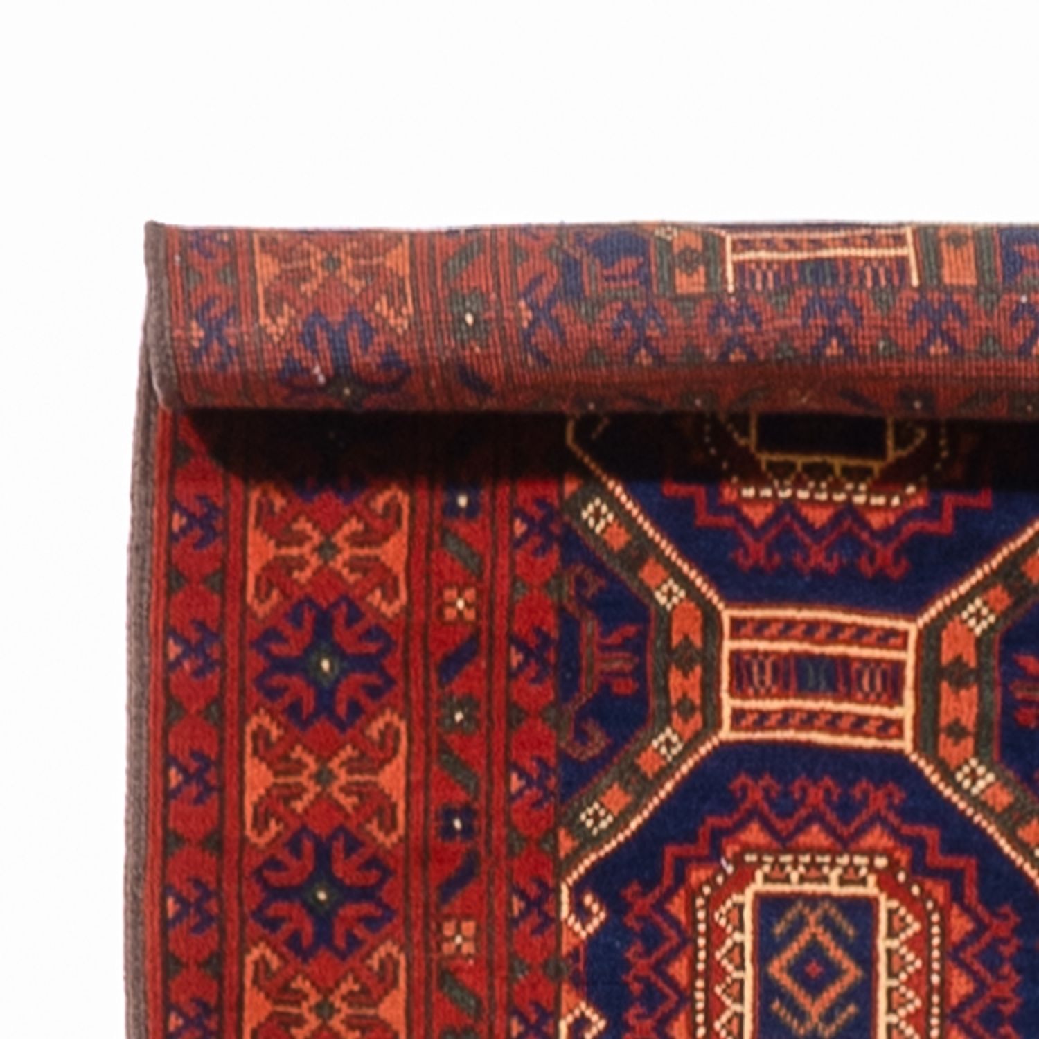 Runner Afghan Rug - 394 x 80 cm - dark red