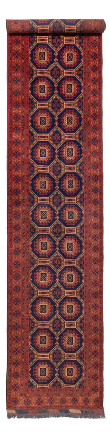 Runner Afghan Rug - 409 x 86 cm - dark beige