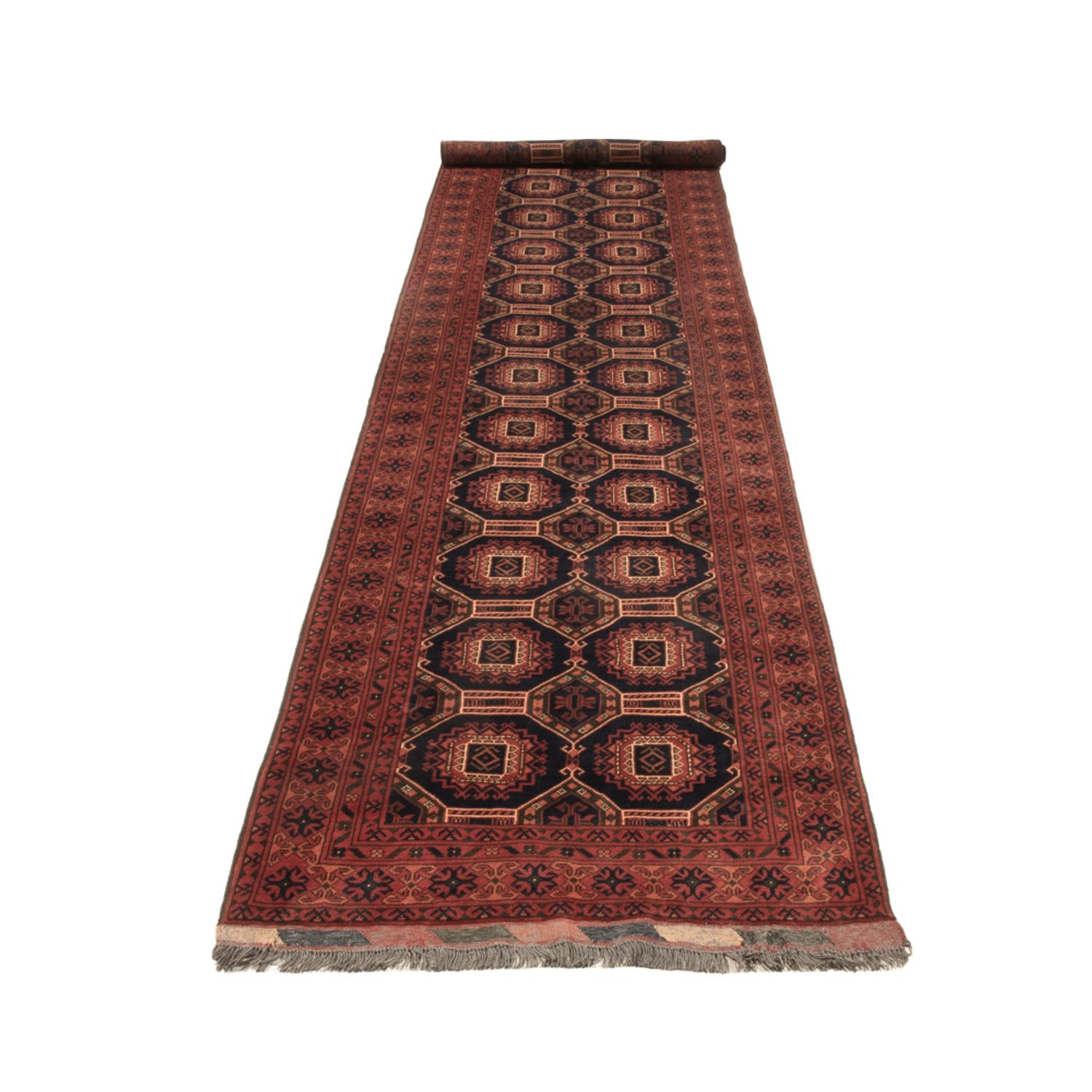 Runner Afghan Rug - 409 x 86 cm - dark beige