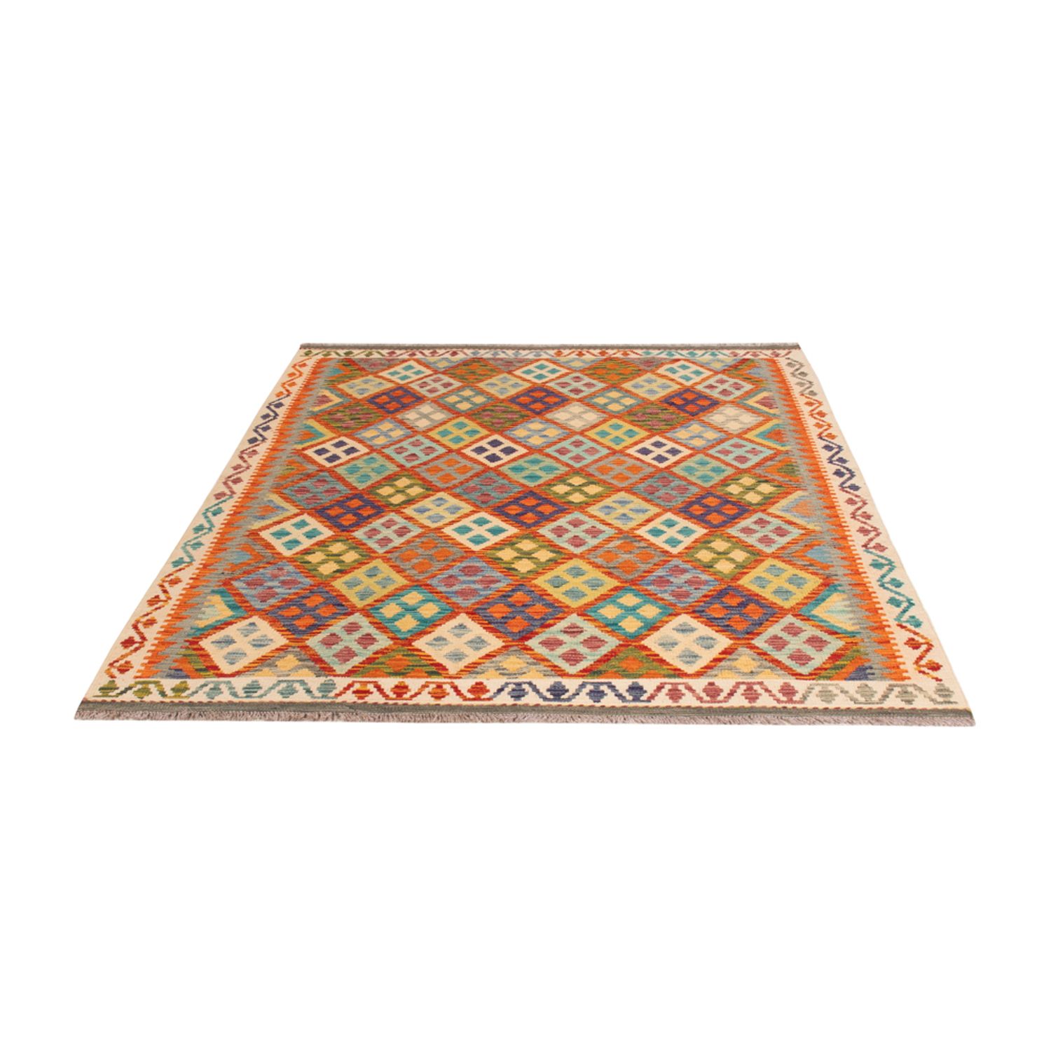 Kelim Rug - Splash - 197 x 158 cm - colorful