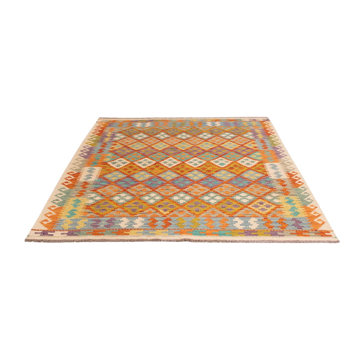 Kelim Rug - Splash - 198 x 160 cm - colorful