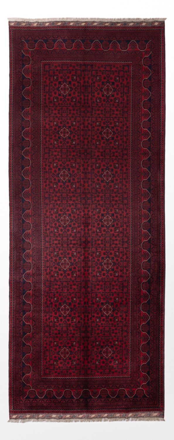 Biegacz Afgański dywan - Kunduz - 385 x 148 cm - czerwony