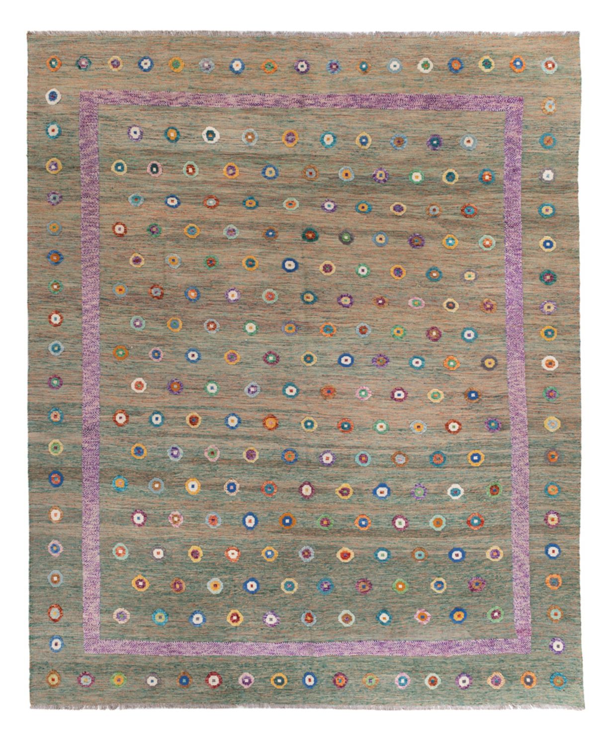 Dywan Kelim - Splash - 394 x 313 cm - zielona