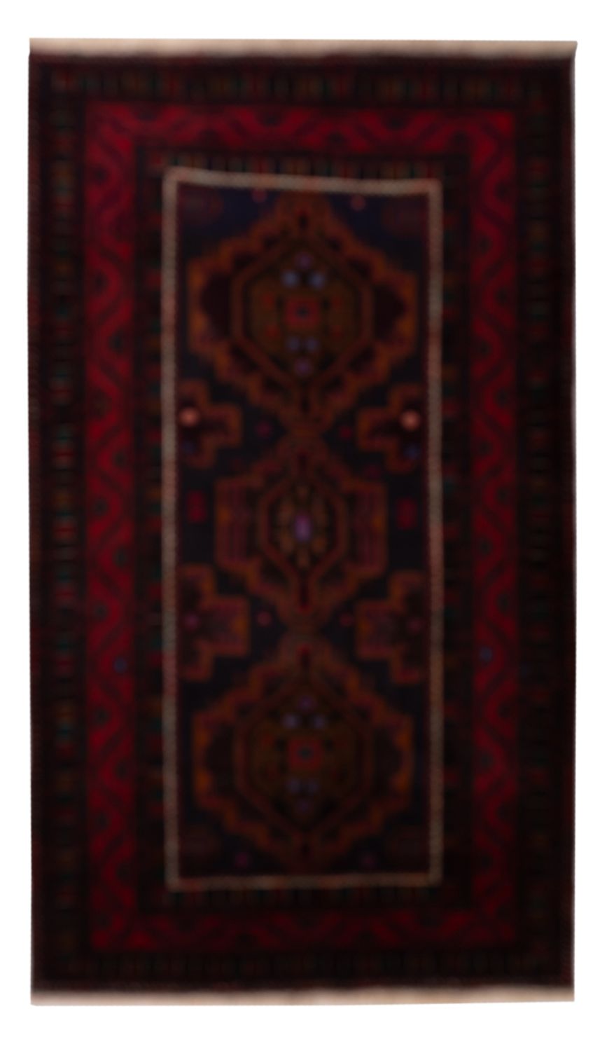 Runner Balúčský koberec - 227 x 129 cm - tmavě červená