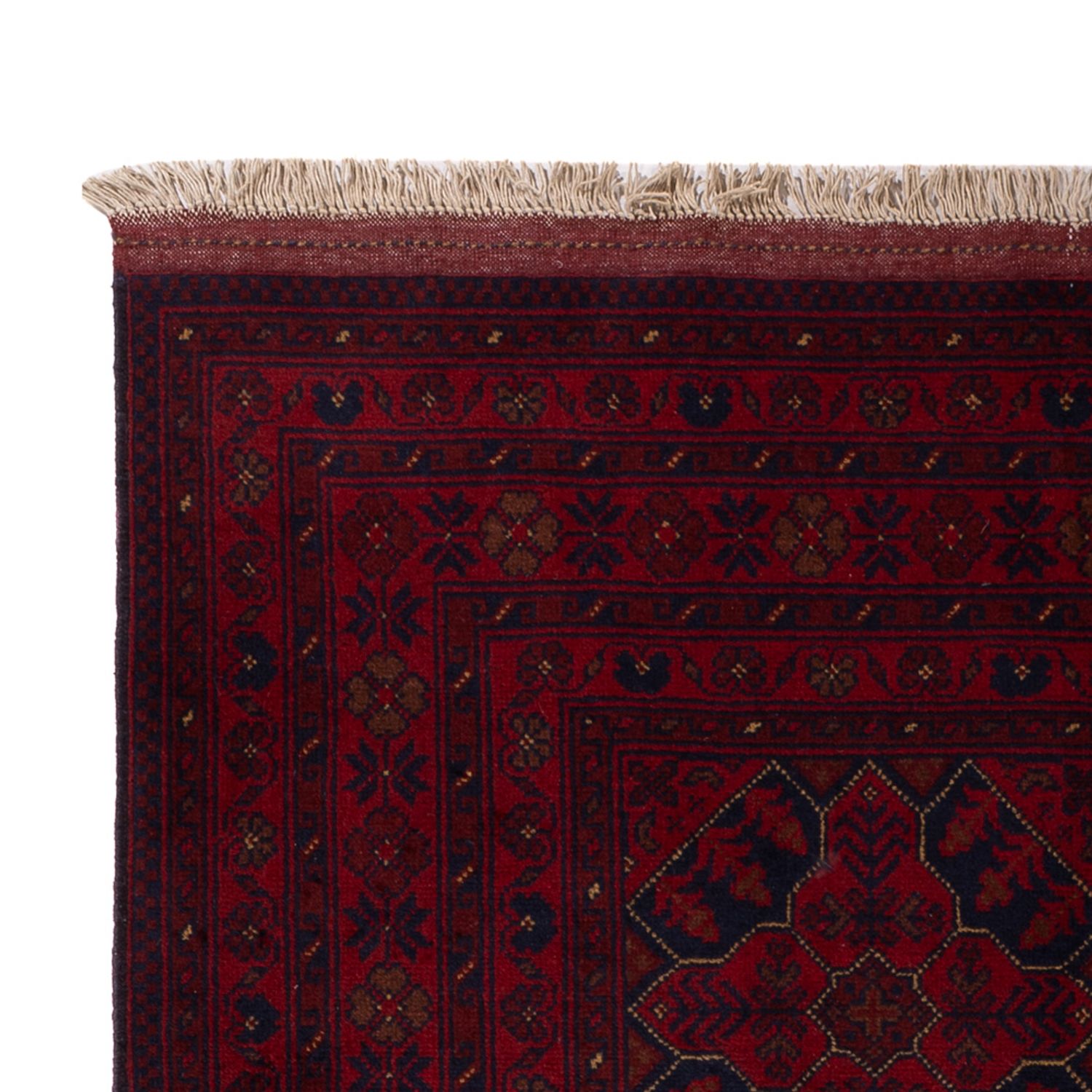 Afghansk matta - Kunduz - 196 x 126 cm - mörkröd