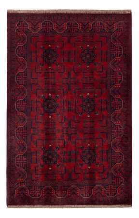 Afghansk matta - Kunduz - 199 x 132 cm - mörkröd