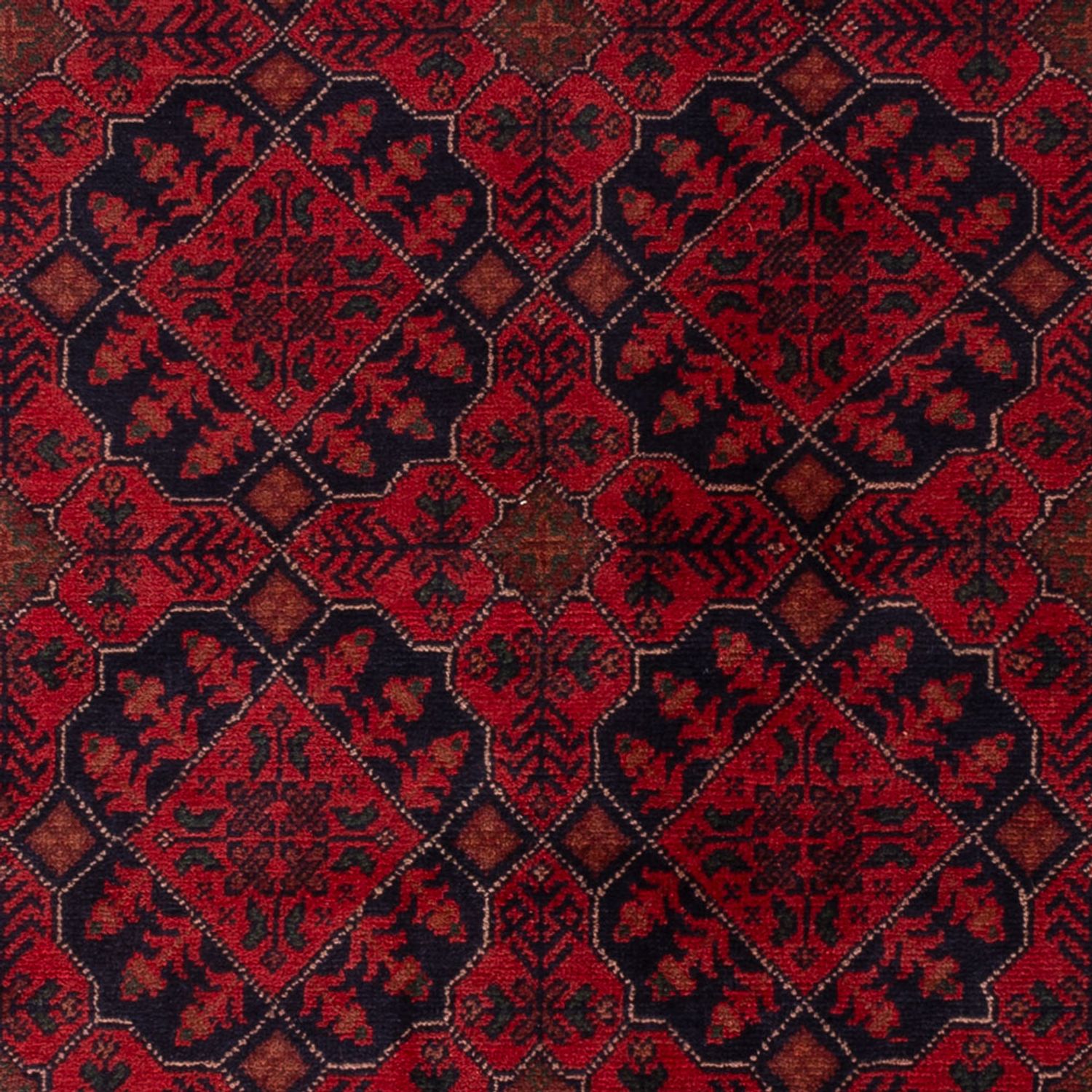 Afghansk matta - Kunduz - 198 x 125 cm - mörkröd