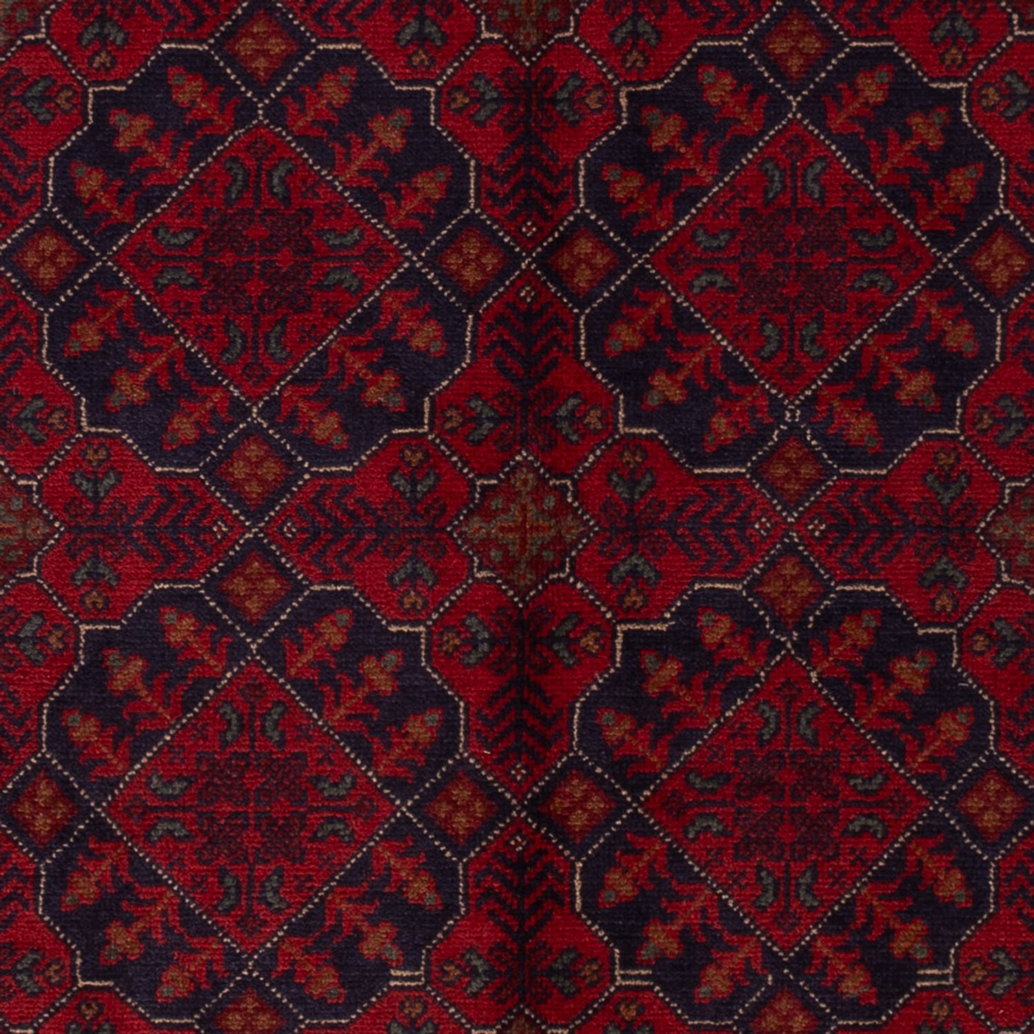 Afghansk matta - Kunduz - 196 x 123 cm - mörkröd