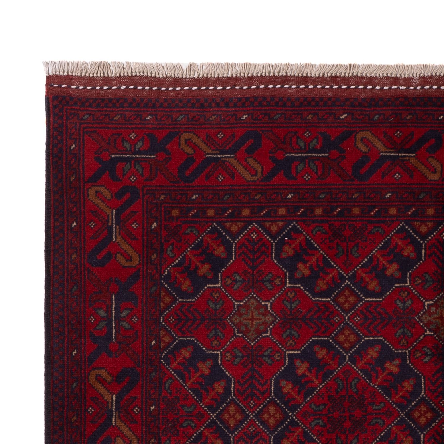 Afghansk matta - Kunduz - 196 x 123 cm - mörkröd