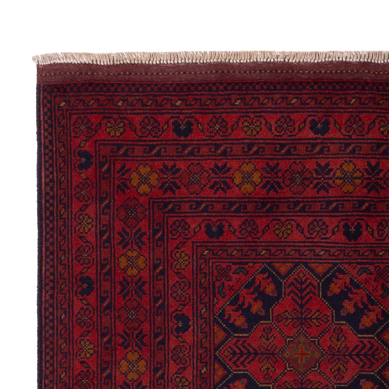 Afghansk matta - Kunduz - 193 x 124 cm - mörkröd