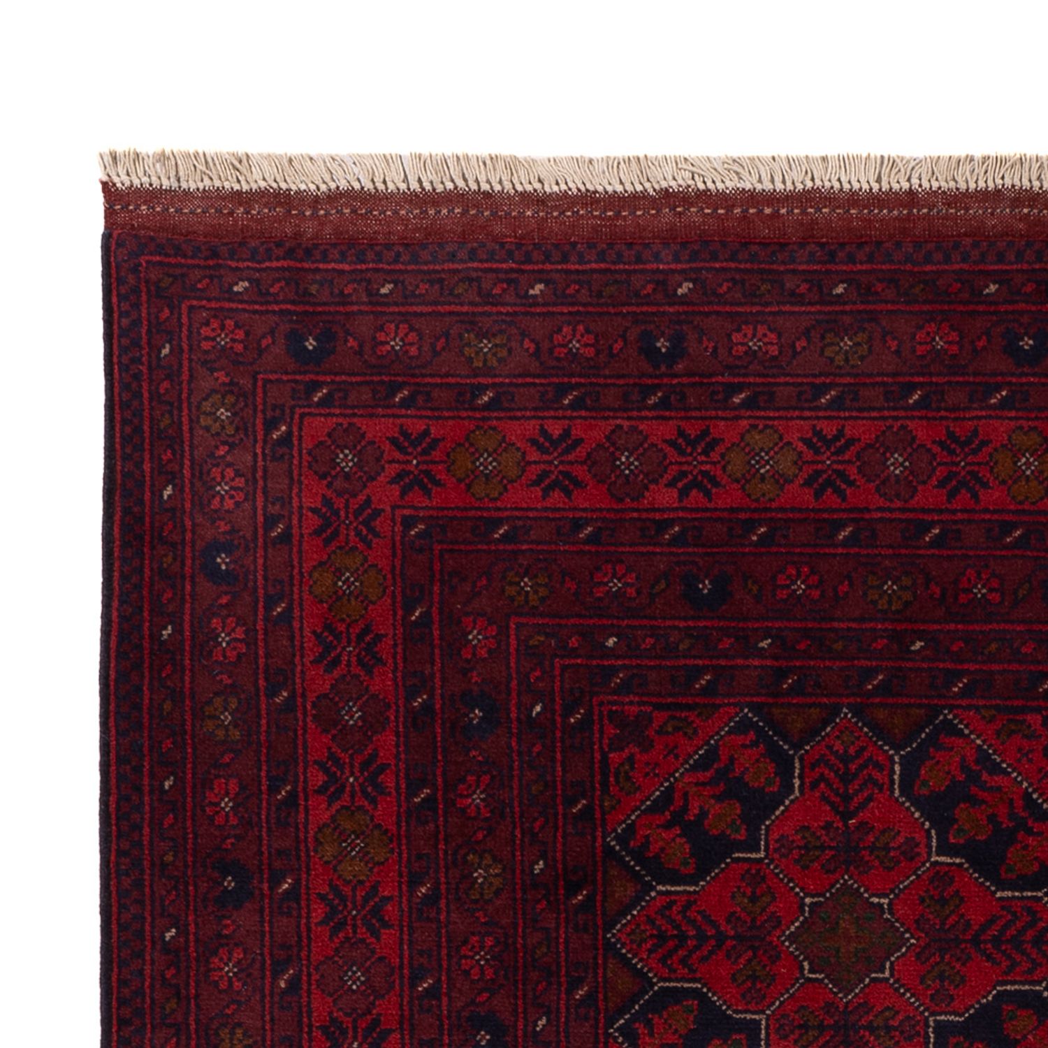 Afghansk matta - Kunduz - 193 x 125 cm - mörkröd