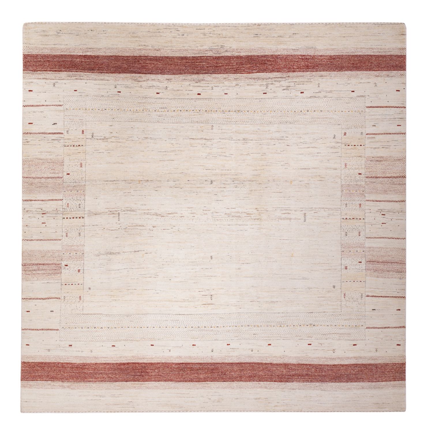 Gabbeh koberec - Loribaft Indus čtvercový  - 246 x 249 cm - světle béžová