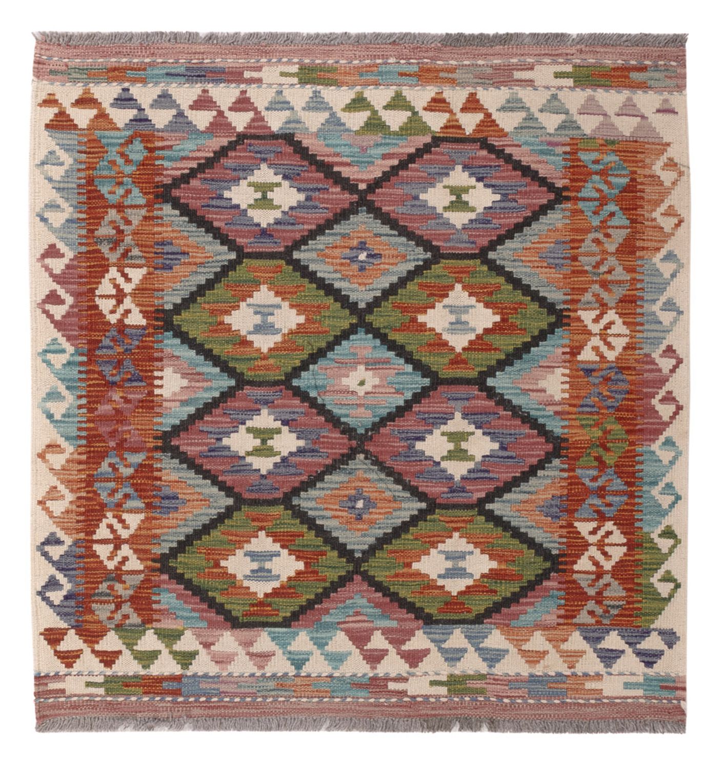 Kelim Rug - Splash square  - 104 x 97 cm - multicolored