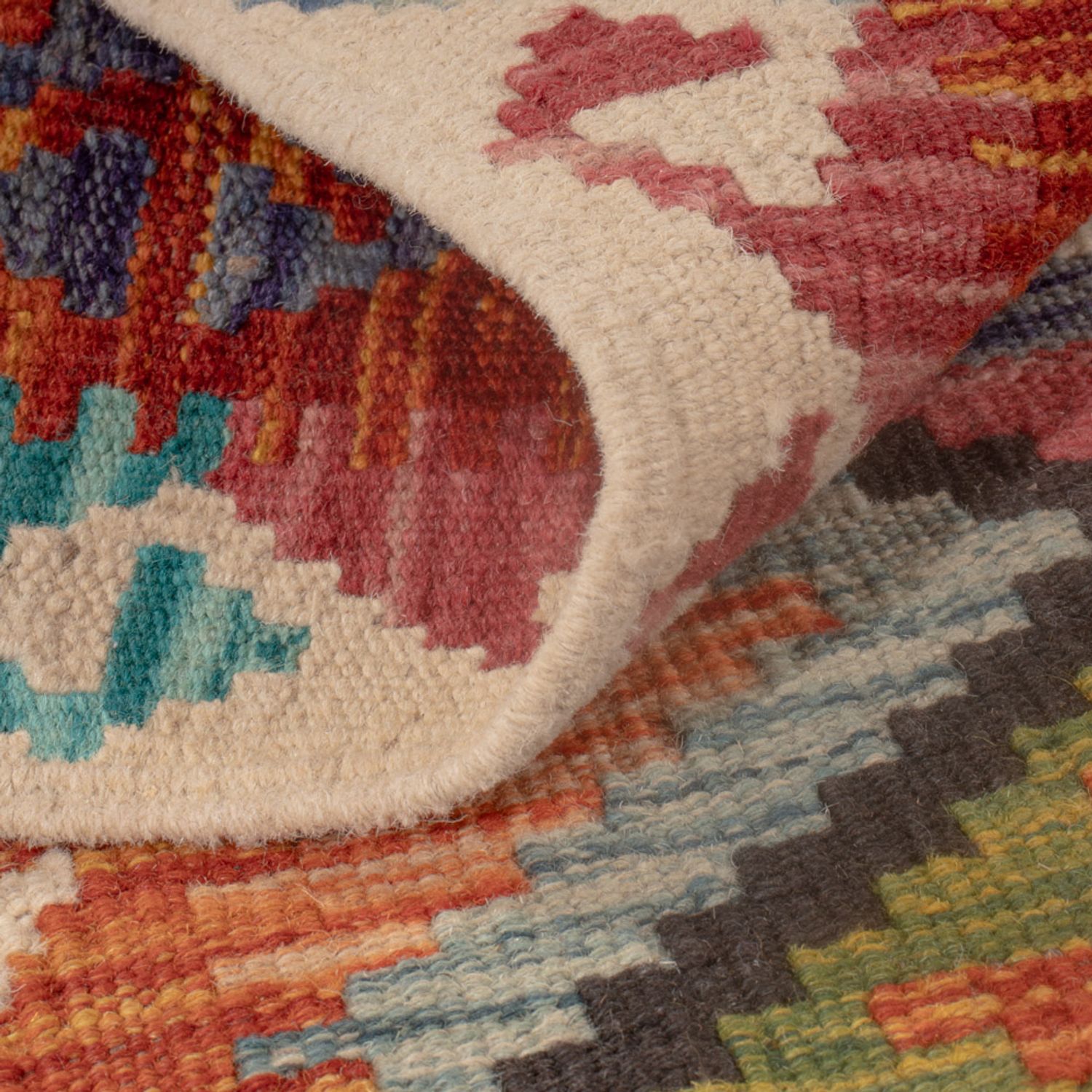 Kelim Rug - Splash square  - 104 x 97 cm - multicolored