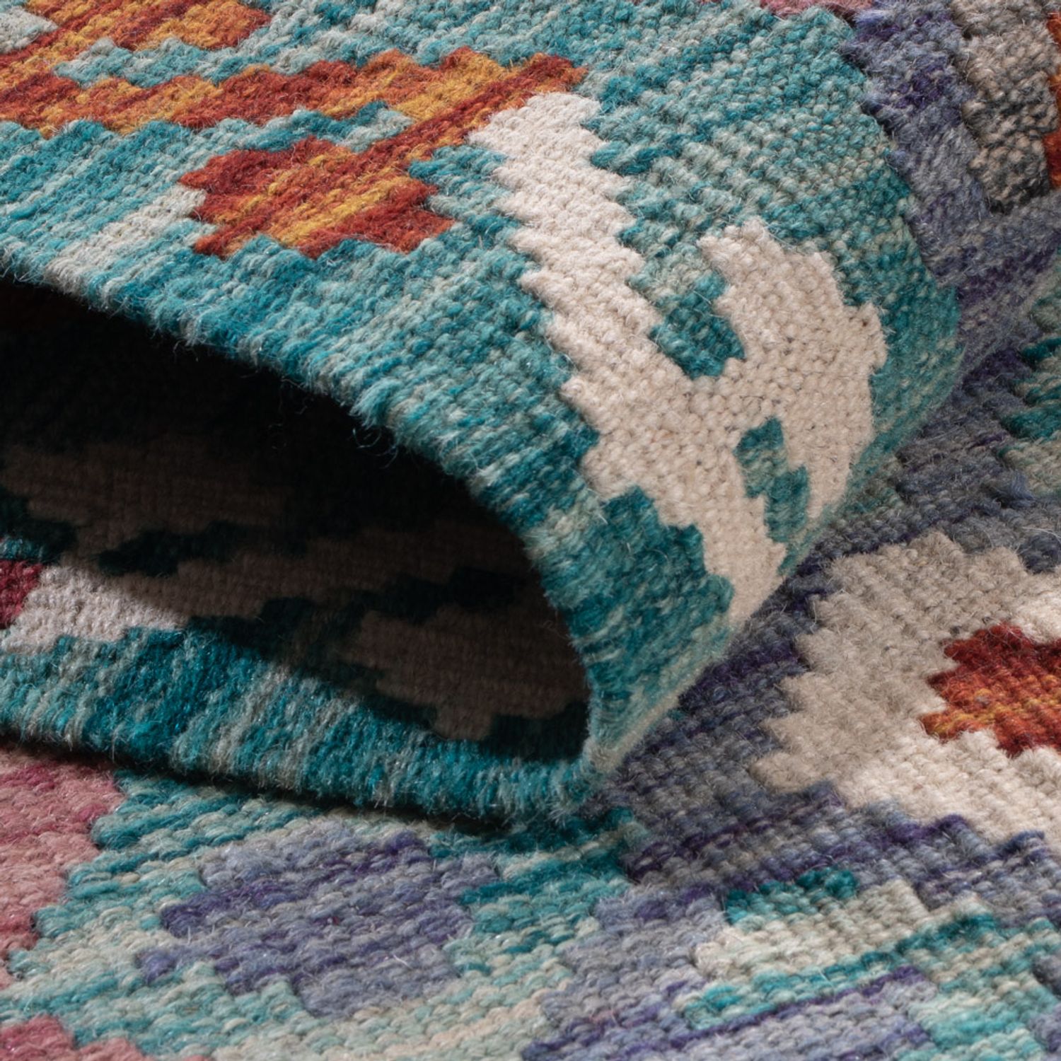 Løper Kelimteppe - Splash - 195 x 65 cm - flerfarget