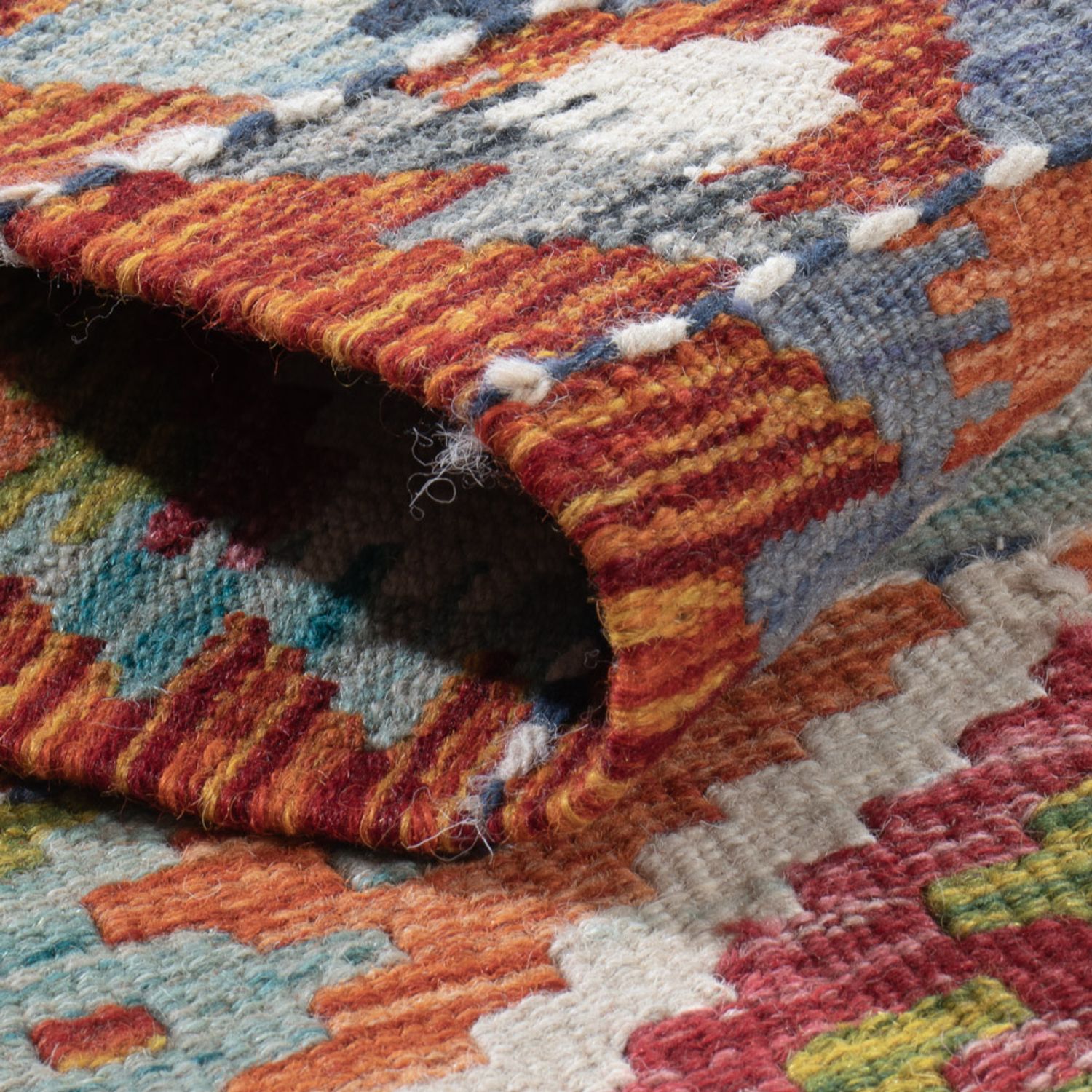 Løper Kelimteppe - Splash - 201 x 59 cm - flerfarget