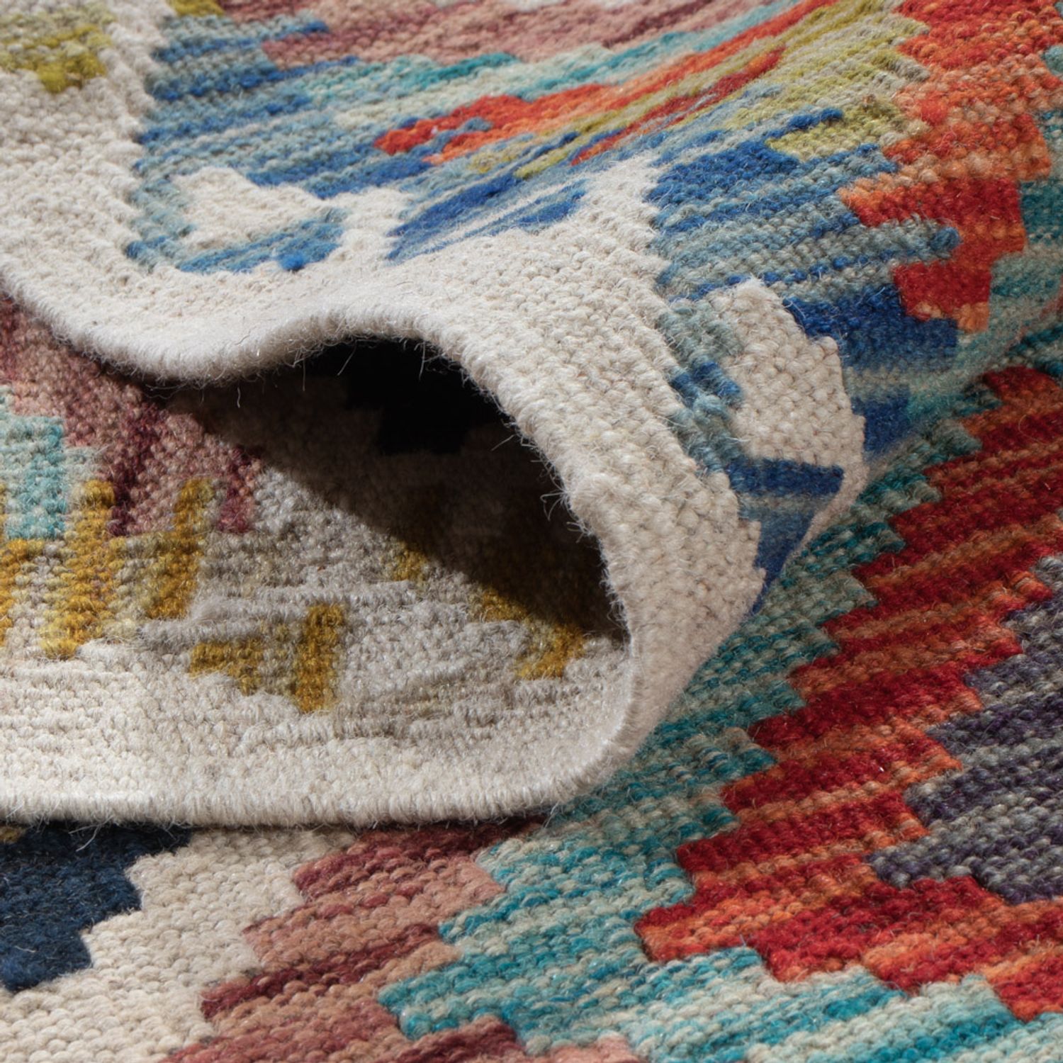 Løper Kelimteppe - Splash - 194 x 84 cm - flerfarget