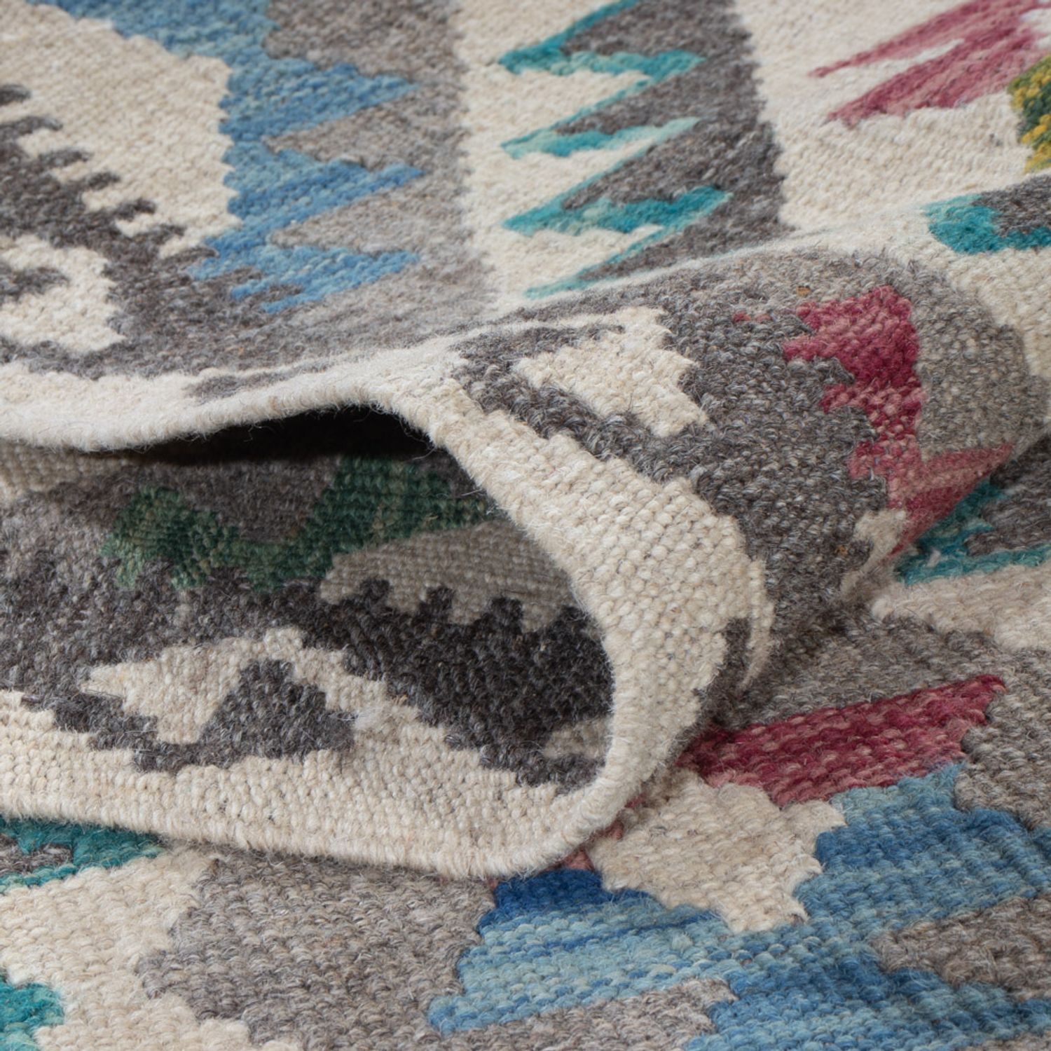 Løper Kelimteppe - Splash - 206 x 80 cm - flerfarget